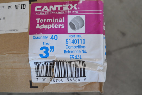 Box Of 40 Cantex 5140110C PVC Male Terminal Adapter, 3" NSN:5975-01-586-3364 P/N: 5140110