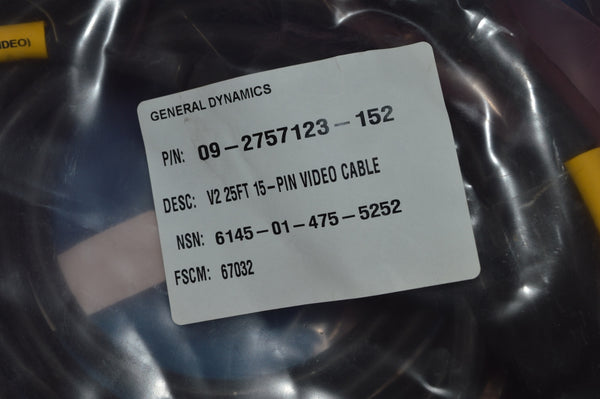 v2 25 ft 15-pin video cable nsn; 6145-01-475-5252
