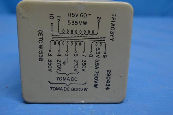 6.3V Filament & Power Sealed Transformers, Vacuum Tube, Military Spec, Ham,Audio NSN 6120-00-645-2754