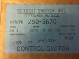 NOS Detroit Switch Pressure Switch for Gas or Liquid NSN:5930-00-184-7641 Model:2505670RB3
