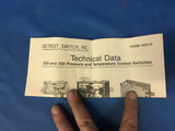 NOS Detroit Switch Pressure Switch for Gas or Liquid NSN:5930-00-184-7641 Model:2505670RB3