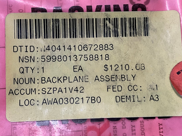 Hewlett Packard A1094-66500 Backplane Assembly NSN:5998-01-375-8818