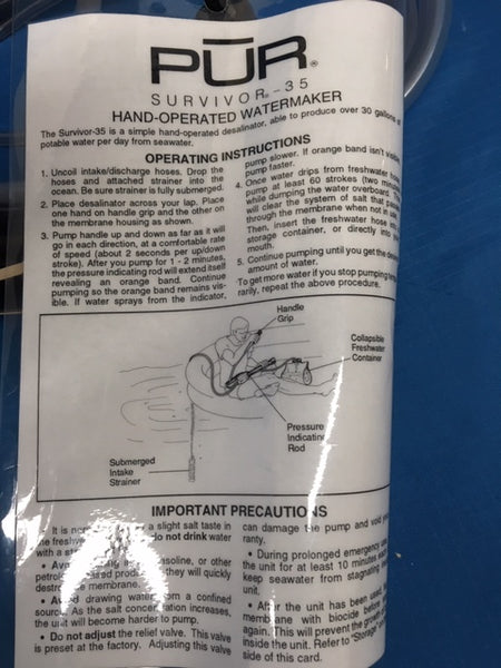 Katadyn Pur 35 Survivor Watermaker Desalinator Reverse Osmosis NOS NSN:4610-01-313-6086