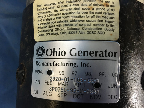 Ohio Generator 4145360 Engine Starter NSN:2920-01-103-6851