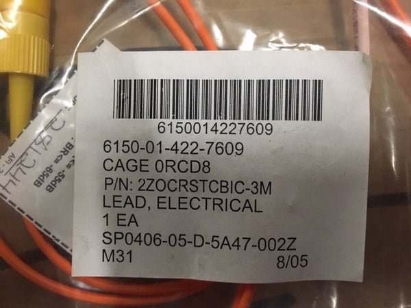 Electrical Lead  Model:2ZOCRSTCBIC-3M, NSN:6150-01-422-7609