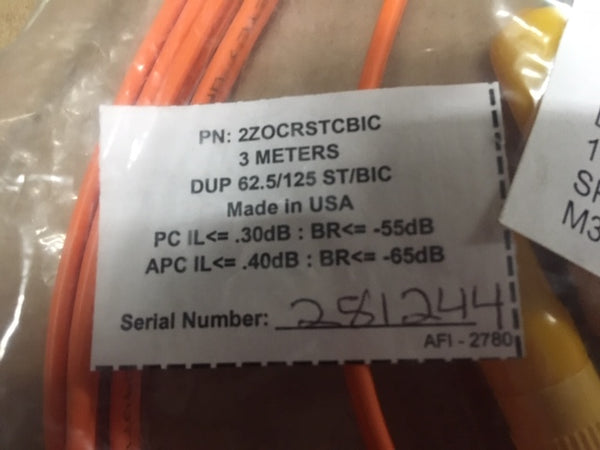 Electrical Lead  Model:2ZOCRSTCBIC-3M, NSN:6150-01-422-7609