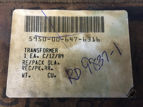 Raytheon RD9837-1 Audio Frequency Transformer NSN:5950-00-647-6316