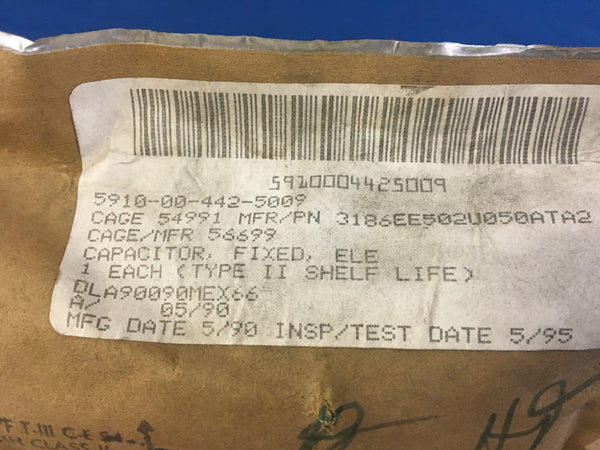 Bc Components 3186EE502U050ATA2 Electrolytic Fixed Capacitor NSN:5910-00-442-5009