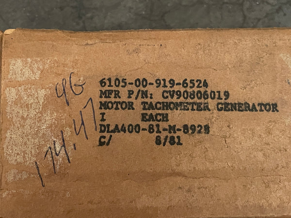 Kearfoot Motor-Tachometer Generator #CV90806019 NSN:6105-00-919-6524
