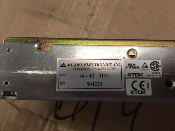 Mu-Del Electronics Power Supply 15v, 6.6amp Model: 44-40-0124 NSN:6130-01-503-8283