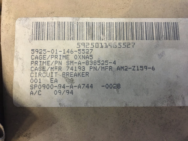 Heinemann AM2-Z159-6 Circuit Breaker 25A 65V NSN:5925-01-146-5527