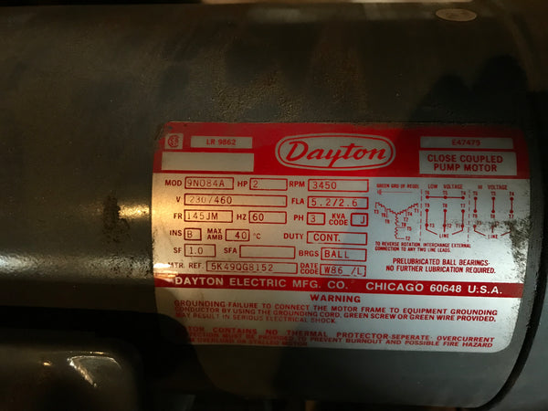 2 HP TEFC Dayton Water pump