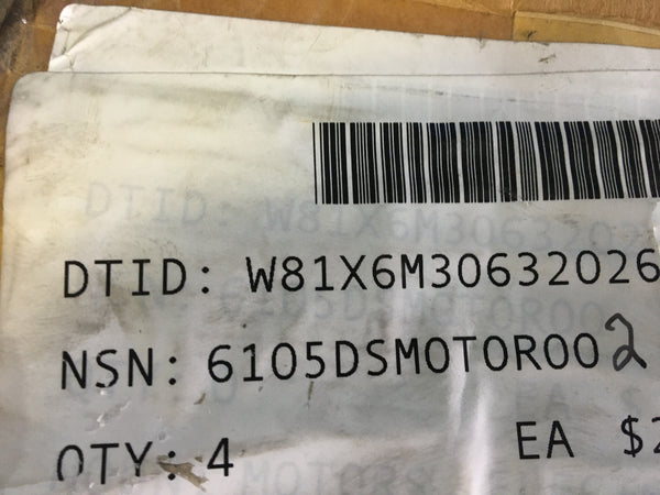 McMillan Electric Co A0524A2161 Electric Motor 1/12HP 120V 2.2A NSN:6105DSMOTOR002