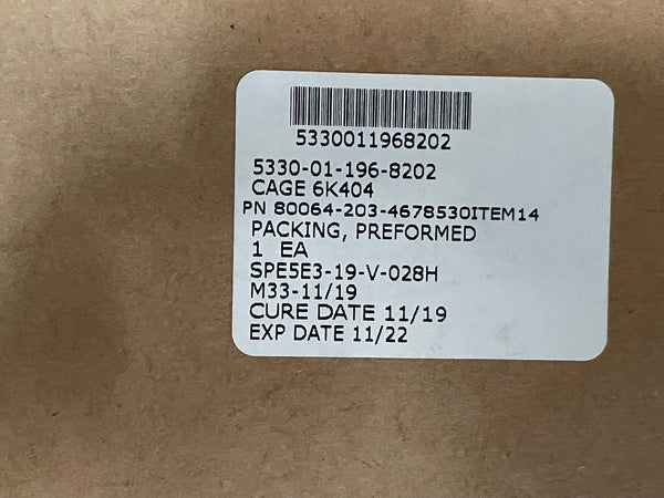 NOS Preformed Packing   P/N:80064-203-4678530ITEM14  NSN:5330-01-196-8202