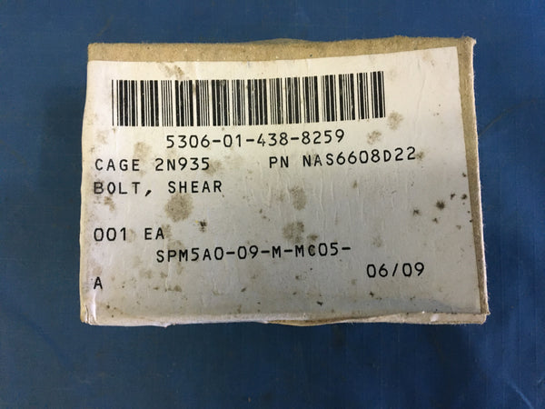 NEW!!!! Military Grade Aircraft Shear Bolt NAS6608D22 2 1/8" x 3/4" NSN:5306-01-438-8259