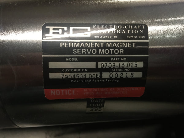 NEW Electro-Craft DC Permanent Magnet Servo Motor P/N:0703 15 025 NSN:6105-01-047-8566