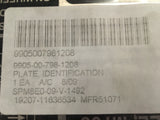 New! Trailer Bolster Identification Plate, NSN 9905-00-798-1208 Model:11636534