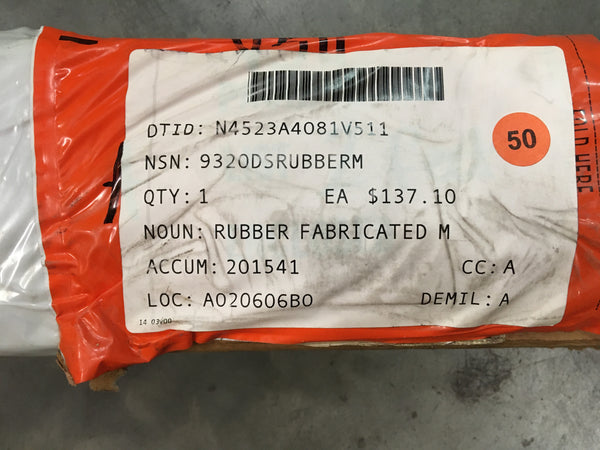 SHEET,RUBBER,SOLID CASCADE GASKET,BLACK, 36"W  X 1/4" THICK X 25FT PER ROLL NSN:9320DRUBBERM