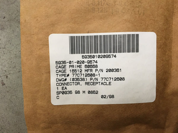 Electrical Receptacle Connector NSN:5935-01-020-9574 P/N:200361-01 Model:77C712608-1