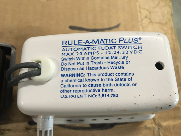 Rule High-Water Bilge Alarm Float Switch (Mercury Free) P/N:33ALA NSN:6350-DW-100-0009