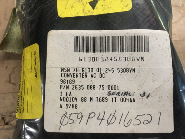 Electric Boat Corp Ac-dc Converter NSN:6130-01-245-5308 Model:2635-088-42 ITEM 1-12
