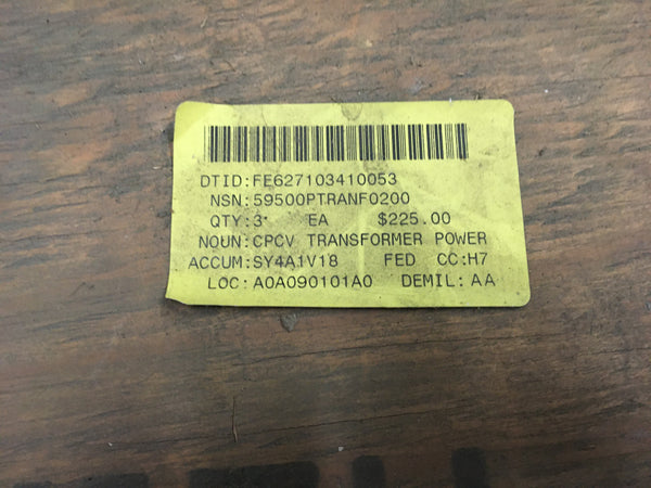 Military Spec 120/240V,20AMP CPCV Power Transformer NSN:59500PTRANF0200 P/N:P11F
