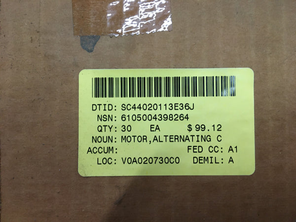 NEW!!! A.O. Smith 3/4HP AC Motor, 200-230/460V, 3PH, 3450RPM,TEFC P/N:8-16464500NSN: 6105-00-439-8264
