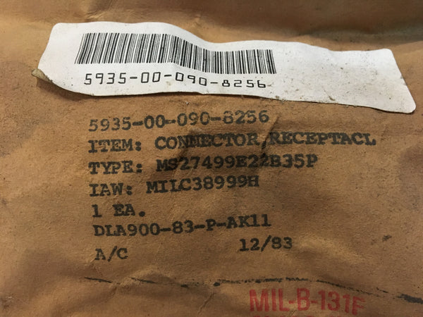 Military Spec Electrical Receptacle Connector Model:MS27499E22B35P NSN:5935-00-090-8256