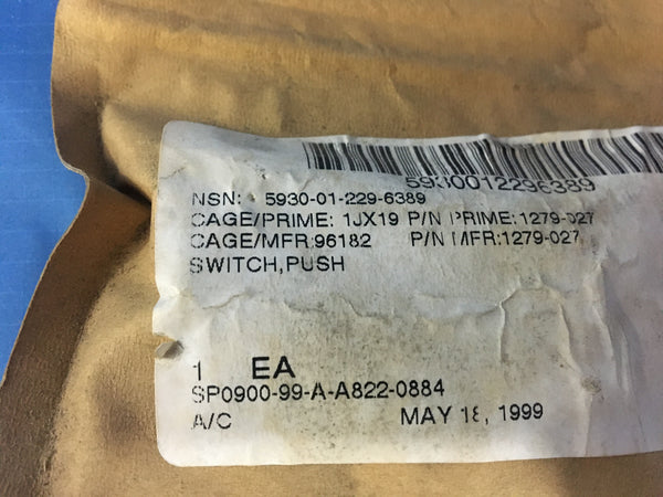 Eaton Push Switch NSN:5930-01-229-6389 P/N:1279-027