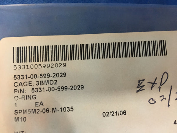 Circor Aerospace O-ring NSN:5331-00-599-2029 Model:EB7156