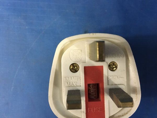 PMS 9680 White 3 Pin Plug 250V 13A Fuse Kite Mark P/N:S1363/3