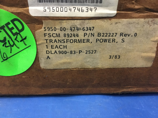 Pickard and Burns B22227 Power Transformer NSN:5950-00-474-6347 Model:22227-1