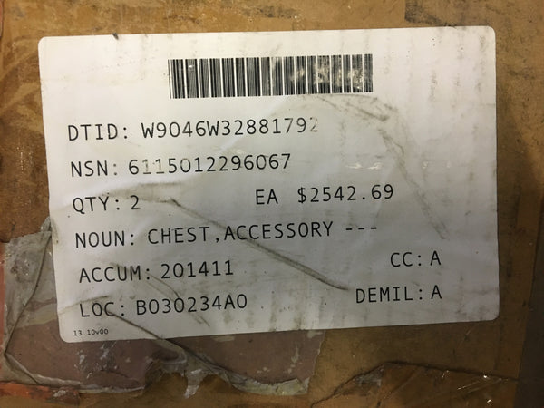 Cecom Accessory Chest for use w/Trailer Mounted Diesel Engine Generator Set NSN:6115-01-229-6067 Model:13214E1273